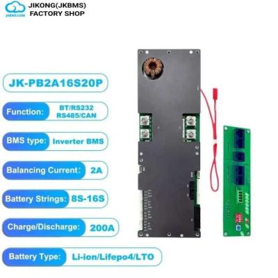 JK BMS PB2A16S20P | 200A Sürekli Deşarj | 2A Aktif Dengeleme | 8S-16S Li-Ion/LiFePO4/LTO Akıllı BMS ürün görseli