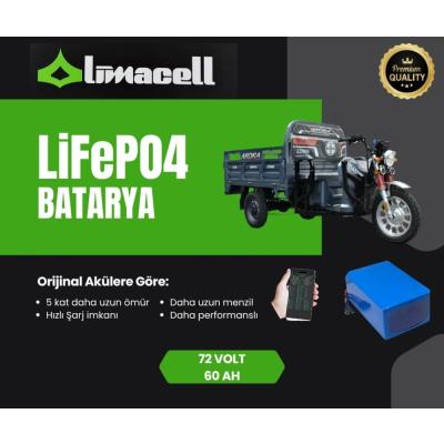 Limacell Arora AR11000 Uyumlu 72V 60Ah Uzun Menzil LiFePO4 Smart Batarya | JK BMS ürün görseli
