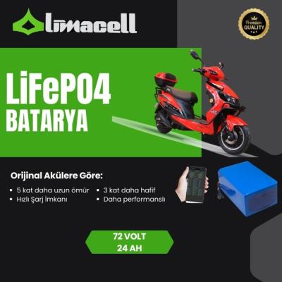 Limacell Arora ZR5 Uyumlu 72V 24Ah LiFePO4 Smart Batarya | JK BMS ürün görseli